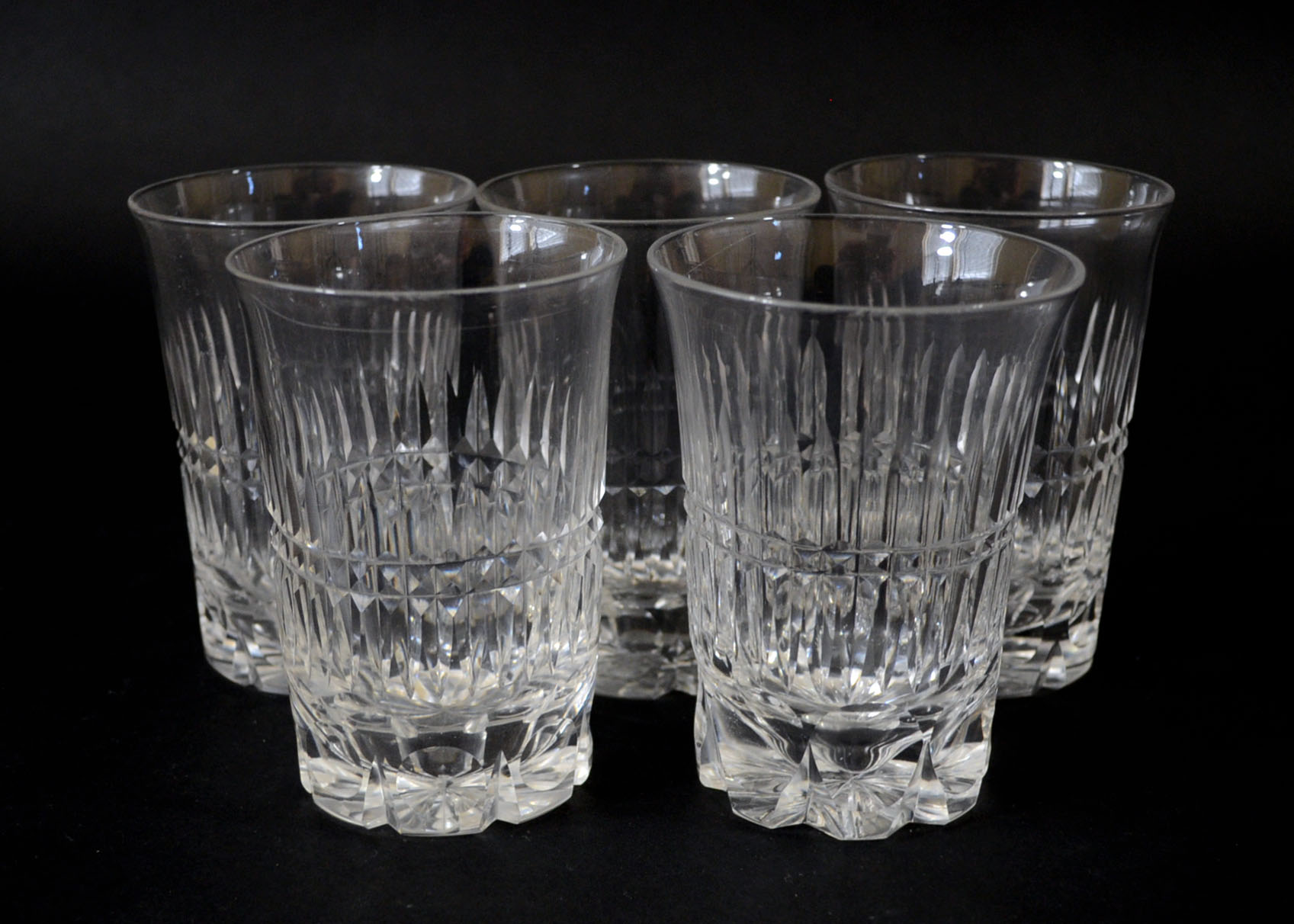 Set of Five Cut Crystal Old Fashioned Glasses EBTH